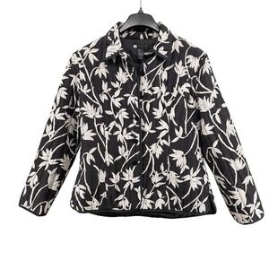 Carole Little Quilted Silk Jacket Womens Large Pre-Owned GrandmaCore Black/White